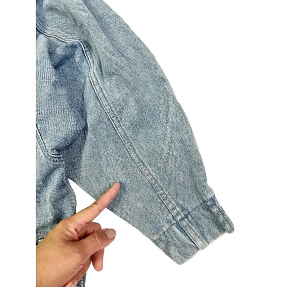Vtg Denim Jacket Womens Medium Cropped Lace Boho Western 80s Rodeo Jean Boxy - Picture 7 of 15